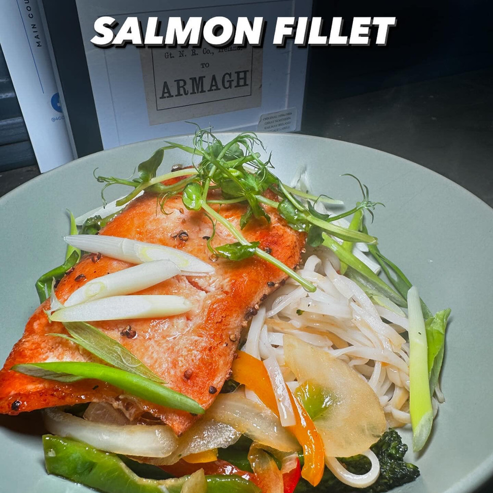 Salmon fillet plated